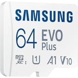 SAMSUNG EVO Plus 64 Go microSDXC (2021), Carte mémoire Blanc, UHS-I U1, Class 10, V10, A1