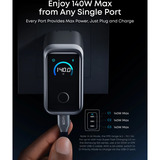 Anker Prime Charger (160W, 3 ports, Smart Display), Chargeur Gris, GaN, 3x USB-C, 140W max.