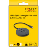 DeLOCK Station d'accueil USB-C M.2 pour 2x SSD M.2 NVMe PCIe Noir, avec fonction de clonage