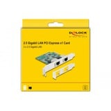 DeLOCK PCI Express x1 Card to 2 x RJ45 2.5 Gigabit LAN RTL8125, Carte réseau 