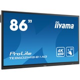 iiyama Prolite TE8602MIS-B1AG, Affichage public Noir, Écran plat interactif, 2,18 m (86"), IPS, 3840 x 2160 pixels, Wifi