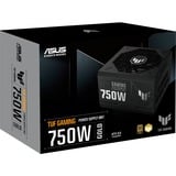 ASUS TUF Gaming Gold alimentation modulaire 750 watt Noir, 1x 12V-2x6, 3x PCIe, 750 W, 100 - 240 V, 130 W, 744 W, 130 W, 9,6 W