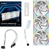 Lian Li UNI FAN SL120 Wireless Reverse Blade, Ventilateur de boîtier Blanc, 3 pièces, connecteur de ventilateur PWM à 4 broches