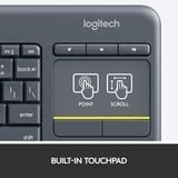Logitech Touch K400 Plus, clavier Anthracite, Layout UE (QWERTY)