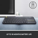 Logitech Touch K400 Plus, clavier Anthracite, Layout UE (QWERTY)
