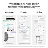 Plaud NotePin S, Enregistreur vocal Noir, 64 Go, Bluetooth 5.2 / BLE (Bluetooth Low Energy) / Wi-Fi