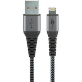 Lightning > Câble textile USB-A avec connecteurs métalliques