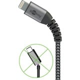 goobay Lightning > Câble textile USB-A avec connecteurs métalliques Gris/Argent, 0,5 mètre