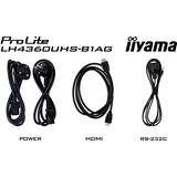 iiyama LH4360UHS-B1AG, Affichage public Noir (Mat)