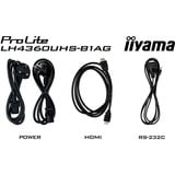 iiyama ProLite LH4360UHS-B1AG, Affichage public Noir (Mat), HDMI, WiFi, USB, Audio, Android