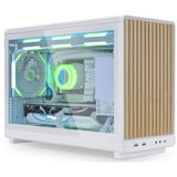 Lian Li A3-mATX Blanc (Wood Edition) boîtier midi tower Blanc/bois | 2x USB-A | 1x USB-C | Window