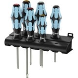 Wera 3334/3350/3355/6 Jeu de tournevis en acier inoxydable + support, 6 pièces Noir/Bleu