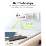 goobay 68W GaN USB-C PD Multiport Quick Charger Noir, 3x USB-C, 1x USB-A