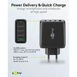 goobay 68W GaN USB-C PD Multiport Quick Charger Noir, 3x USB-C, 1x USB-A