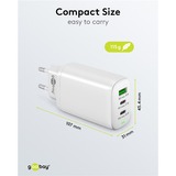 goobay Chargeur rapide USB-C PD GaN Multiport (65 W) Blanc, 2x USB-C, 1x USB-A, Power Delivery, QuickCharge