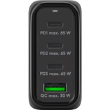 goobay Chargeur rapide multiport USB-C, PD, GaN, 68 watts Noir, 3x USB-C, 1x USB-A, Power Delivery, QuickCharge