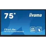 iiyama Prolite TE7512MIS-B3AG, Affichage public Noir, 4K UHD, tactile, WiFi, VGA, HDMI, USB-C, LAN, audio