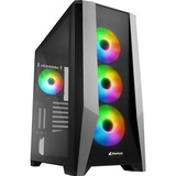 Sharkoon TG7M RGB, Moyen tour Noir, 2x USB-A 3.2 (5 Gbit/s), USB-C 3.2 (10 Gbit/s), 2x Audio, Window-kit