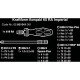Wera Kraftform Kompakt 60 RA, Clés mixtes à cliquet Noir/Vert, Impérial, 17 pièces
