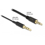 DeLOCK 66074 câble audio 0,5 m 3,5mm Noir, Argent, Câble d'extension Noir, 3,5mm, Mâle, 3,5mm, Femelle, 0,5 m, Noir, Argent