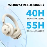 Anker Space One casque over-ear Crème, Bluetooth 5.3, Adaptive ANC, 40 mm