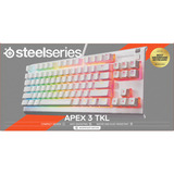 SteelSeries Apex 3 TKL RGB clavier gaming Blanc, Layout US (QWERTY), SteelSeries Whisper-Quiet, 80 % (TKL)