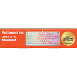 SteelSeries Apex 3 TKL RGB clavier gaming Blanc, Layout US (QWERTY), SteelSeries Whisper-Quiet, 80 % (TKL)