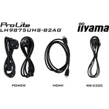iiyama ProLite LH9875UHS-B2AG, Affichage public Noir, HDMI, DisplayPort, LAN, WiFi, USB, Audio, Android