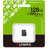 Kingston 128GB micSDXC Canvas Select Plus Gen3 150R A1 (Adaptateur SD non inclus), Carte mémoire Noir, 128 Go, MicroSDXC, Classe 10, UHS-I, 150 Mo/s, Class 1 (U1)