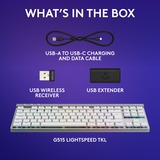Logitech G515 LIGHTSPEED TKL RGB clavier gaming mécanique Blanc, Layout US-International (QWERTY), GL Tactile, 80 % (TKL), Double-shot PBT, Bluetooth, 2.4GHz, USB 2.0