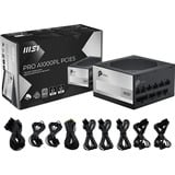 MSI PRO A1000PL PCIE5 alimentation modulaire 1000 watt Noir, 1x 12VHPWR, 3x PCIe, 1x 12VHPWR, 3x PCIe, 1x 12V-2x6