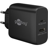 goobay 65W GaN USB-C PD Dual Fast Charger, Chargeur Noir