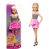 Mattel Barbie Fashionistas #213 - Poupée blonde avec haut rayé, jupe rose et lunettes de soleil 