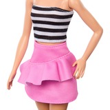 Mattel Barbie Fashionistas #213 - Poupée blonde avec haut rayé, jupe rose et lunettes de soleil 