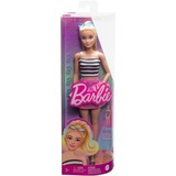 Mattel Barbie Fashionistas #213 - Poupée blonde avec haut rayé, jupe rose et lunettes de soleil 