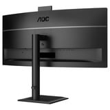 AOC CU34E4CW 34" Moniteur UltraWide incurvé  Noir, HDMI, DisplayPort, Audio, LAN, USB-C, Webcam