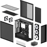 ARCTIC Xtender VG (Black) boîtier midi tower Noir (Mat) | 2x USB-A | 1x USB-C | RGB | Verre Trempé