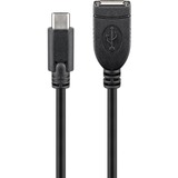 goobay USB-C > USB-A 2.0, Câble d'extension Noir, 0,2 mètres