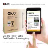Club 3D Certifié HDMI ultra-haute vitesse, Câble Noir, 5 mètres, 4K 120Hz, 8K 60Hz