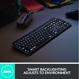 Logitech MX Keys Advanced, clavier Noir, Layout États-Unis, Bluetooth