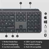 Logitech MX Keys Advanced, clavier Noir, Layout États-Unis, Bluetooth