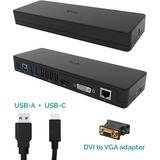 i-tec USB 3.0 / USB-C Dual Display Docking Station HDMI DVI + VGA, Station d'accueil Noir