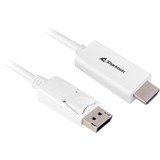 Sharkoon DisplayPort 1.2 > HDMI, Adaptateur Blanc, 1 mètre, 4K