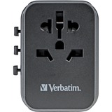 Verbatim Adaptateur universel de voyage UTA-03, Prise de voyage Noir/Argent, 2x USB-A, 3x USB-C