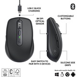 Logitech MX Anywhere 3S Compact, Souris Graphite, 200 - 8000 dpi , Bluetooth low energy