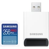 Samsung PRO Plus 256 Go SDXC, Carte mémoire Blanc, UHS-I U3, Classe 3, V30, lecteur de carte inclus