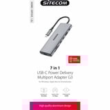 Sitecom Adaptateur multiport 7 en 1 USB-C Power Delivery, Station d'accueil Gris