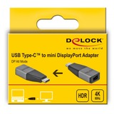 DeLOCK USB-C 3.1 Gen 1 (mâle) > DisplayPort 4K 60 Hz, Adaptateur Gris/Noir