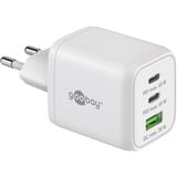 goobay 65W GaN USB-C PD Multiport Quick Charger Nano Blanc, 2x USB-C, 1x USB-A