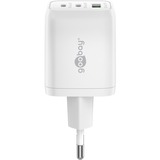 goobay 65W GaN USB-C PD Multiport Quick Charger Nano Blanc, 2x USB-C, 1x USB-A